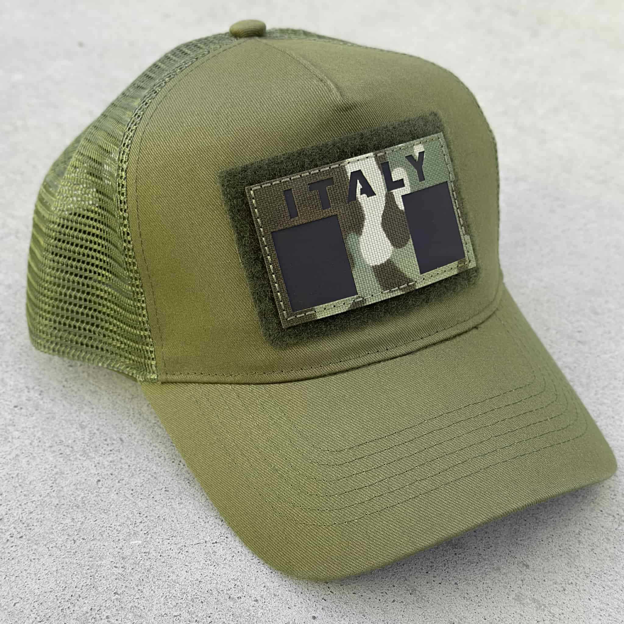 The Italy Snapback Cap Bundle in military green color with patch attached