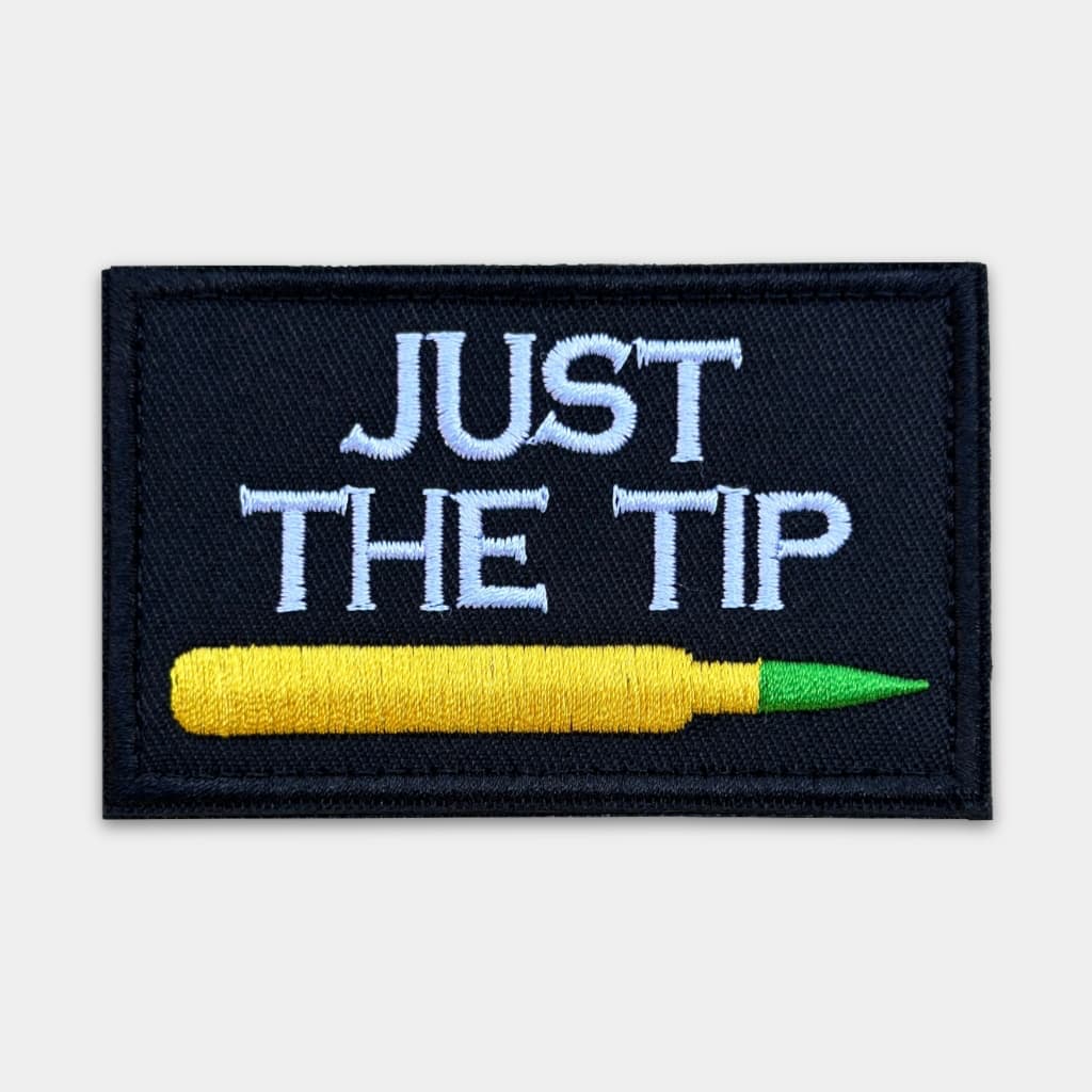 The Just the Tip morale patch, featuring a bullet emoji