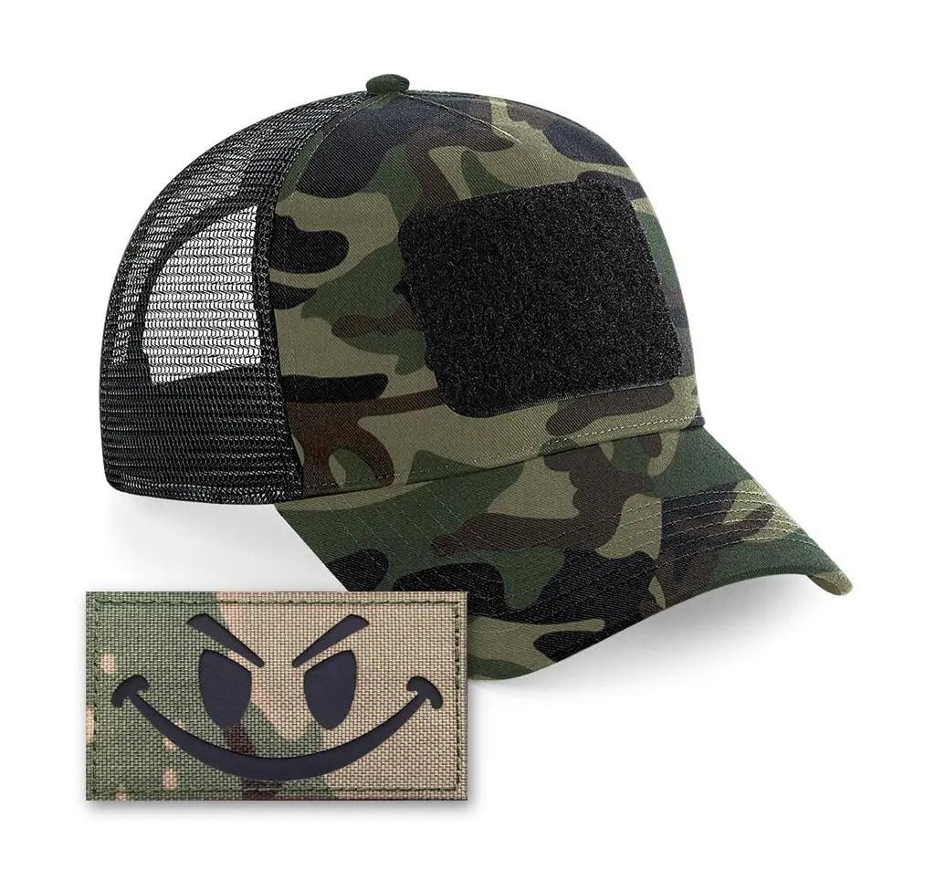 The Smiley cap in camo colors with camo military style smiley patch